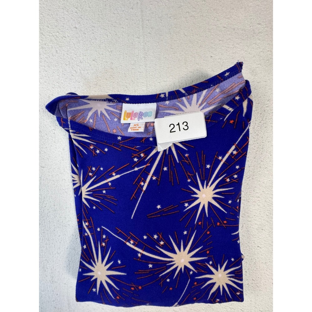LuLaRoe Tunic Top Womens XS Blue Firework Starburst Knot Front High Low - Picture 8 of 8